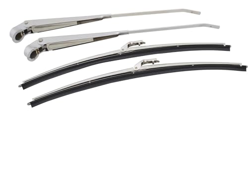Wiper Arm and Blade Set for 1967 1968 1969 1970 1971 1972 Chevy C10 Truck GMC Truck, 15 Inch, 4 Piece Set, Direct Replacement