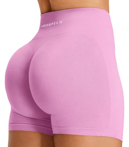 JOYSPELS Kurze Sporthose Damen Sport Shorts High Waist Radlerhose Kurz Leggings Push Up Gym Laufhose Scrunch Booty Lifting Leggins Sommer(Bonbonpink M)