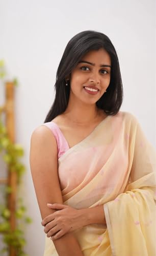 Image of Women's Cotton Woven Soft Sarees With Attach Blouse Piece.