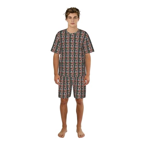 Pyjama 2 pièces homme drapeau mexicain américain vêtement de nuit court léger