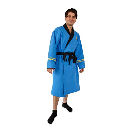 Robe Factory Star Trek: The Original Series Waffle-Weave Cotton Adult Bathrobe | Blue Medical