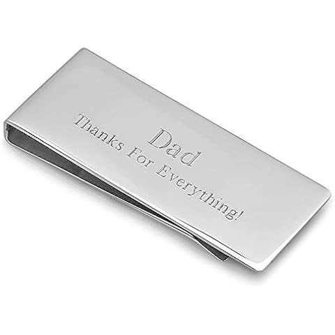 Executive Gift Shoppe Polished Silver French Fold Money Clip, Free Custom Engraving Cover