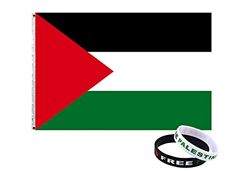 Bubblegum Flags PALESTINE Flag XL Large Size 5 feet x 3 feet (150x90cm) with Palestinian Wristband - Protest Peace Free Palestine Save Gaza (5 x 3 Foot (150x90cm))