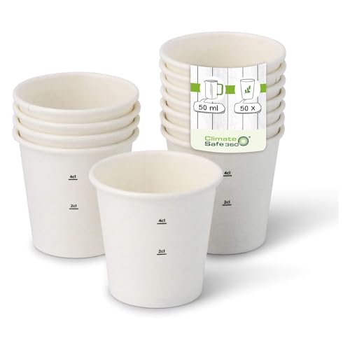 GREENBOX Bicchieri di carta biologica, monouso, compostabili e biodegradabili, 50 pezzi, 50 ml, 50 ml