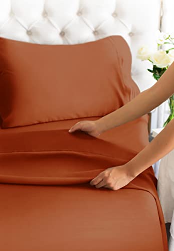 Full Size Sheet Set - Breathable & Cooling Sheets - Hotel Luxury Bed Sheets - Extra Soft - Deep Pockets - Easy Fit - 4 Piece Set - Wrinkle Free - Comfy – Terracotta Bed Sheets - Fulls Sheets - 4Pc #TOP5