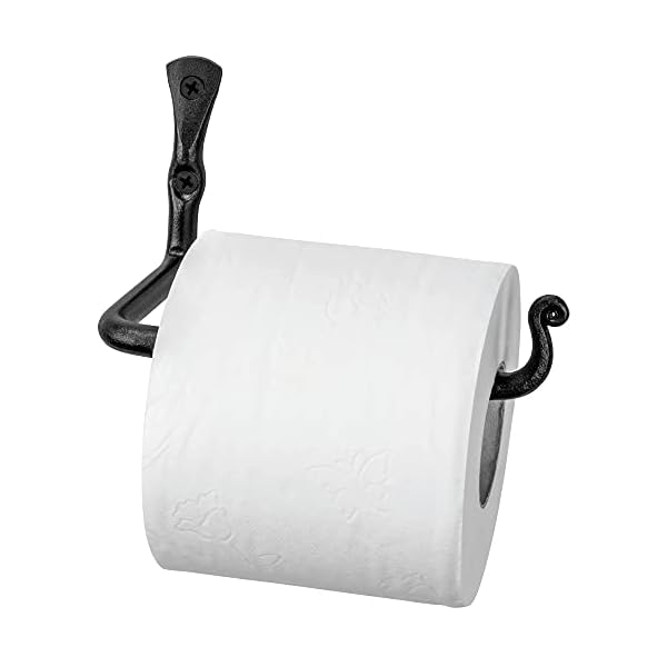 Rtzen bathroom toilet paper holder handcrafted rustic wrought iron wall decor toilet roll holder black matte wall mount toilet paper bar for modern farmhouse bathroom decor  urban country home decor