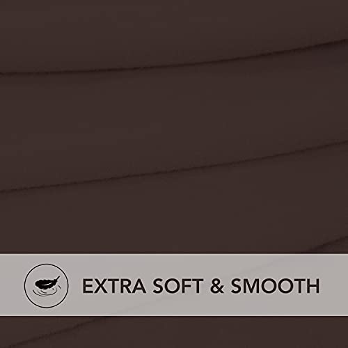 Image of PureFit Stretch Rectangle Ottoman Cover Footstool Cover, Chocolate | Fleece Large Ottoman Slipcovers Soft Form Fit Rectangle Slipcover for Folding Storage with Nonslip Elastic Bottom