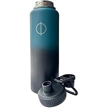 40 OZ Insulated Water Bottle | Vacuum-Insulated Stainless Steel Leakproof Reusable | Stays Hot Cold 12 Hours | For Office, School, Work, Travel, Car | Perfect for Coffee, Water, Tea Aqua/Black