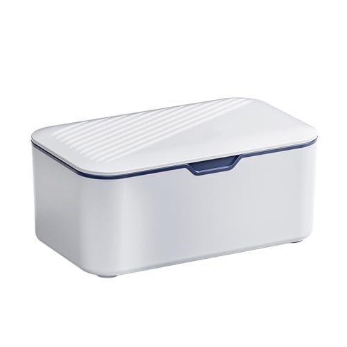 Face Mask Dispenser Box With Cover. High Clarity Storage Box for Personal Face Masks (Blue)