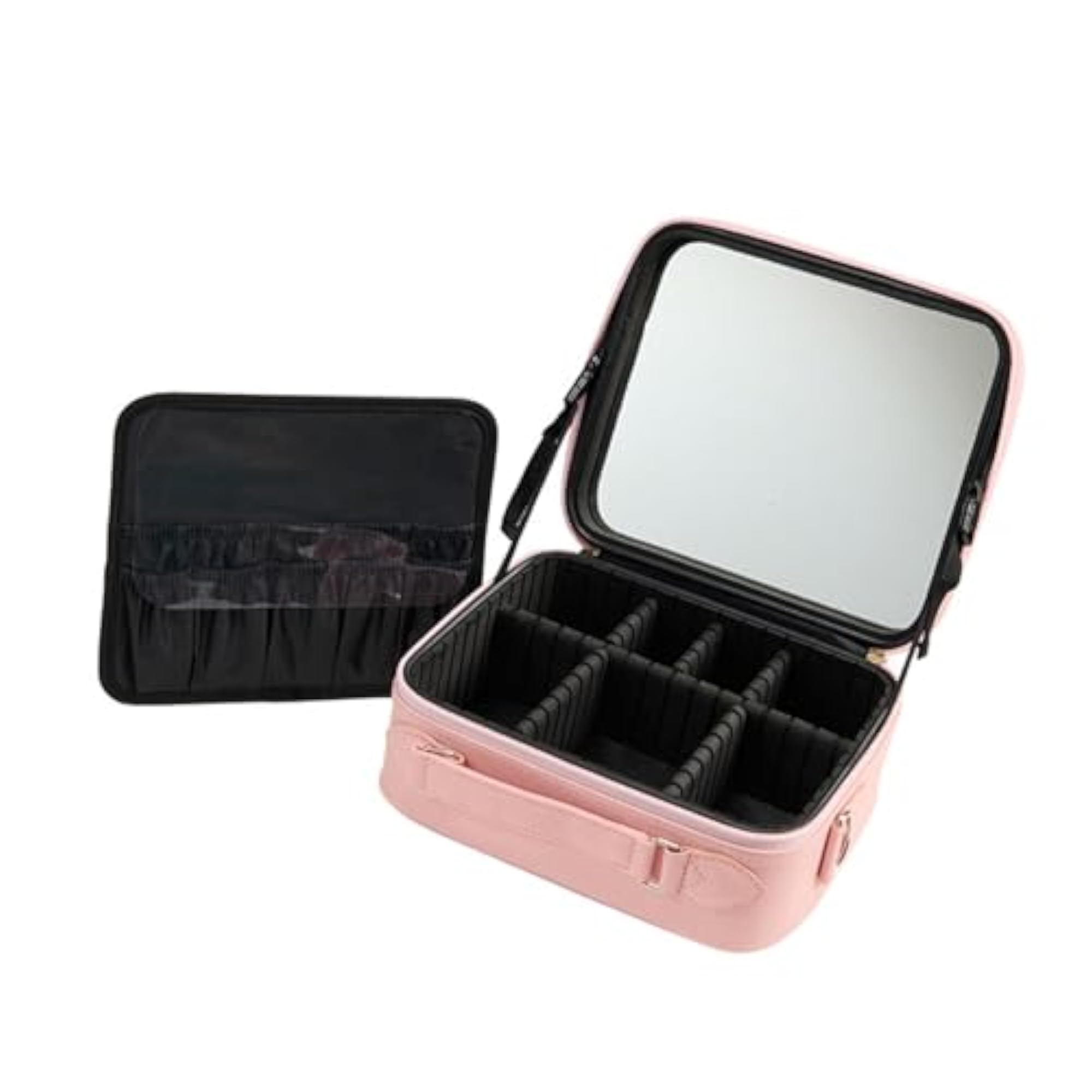Portable Makeup Organizer Bag with Mirror for Travel
