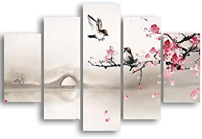 Homemania HM205MDF099 Butterfly Picture - 5 Pieces - Animals - per Living Room - Multi-Coloured MDF - 95 x 0.3 x 60 cm