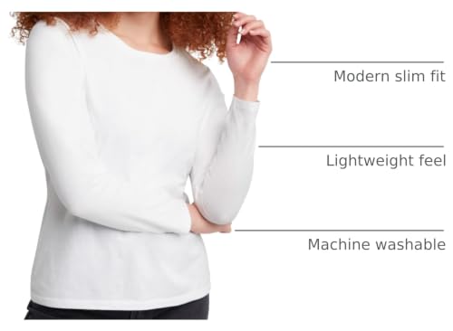 Hanes Women's Cotton Long Sleeve T-Shirt, Crew Neck, Regular & Plus Size, White, Large - image 4
