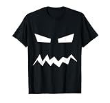 Angry Pumpkin Face T-Shirt - White on Dark Tee