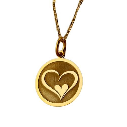 Collier médaille gravée cœur en argent plaqué or, le cadeau idéal unisexe