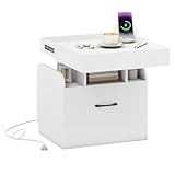 Station de Charge Intégrée - Équipée d’une station de charge, cette table d’appoint permet de charger simultanément plusieurs appareils tels que des téléphones, des tablettes ou un haut-parleur de chevet via 2 prises secteur, un port USB et un port Type-C, offrant une grande commodité.