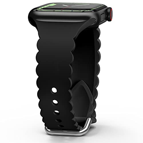 Sunnywoo Lace Sport Silicone Band Compatible with Apple Watch 38mm 40mm 41mm 42mm 44mm 45mm 46mm 49mm for Women, Soft Wristband Waterproof Replacement for iWatch Series Ultra 10 9 8 SE 7 6 5 4 3 2 1