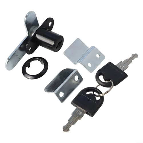 File Cabinet Locks, 16mm 19mm Double Door Lock for Filing Cabinets Mailboxes Zinc Alloy 7-Shaped Cabinet Lock with 2 Keys(16mm Black)