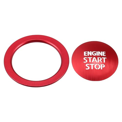 INFINAUTO エンジンスタートストップボタンカバー トヨタに対応アルファード30シリーズ用イグニッションスタータースイッチステッカーイグニッションボタントリム アルミニウム合金製レッド 1セット