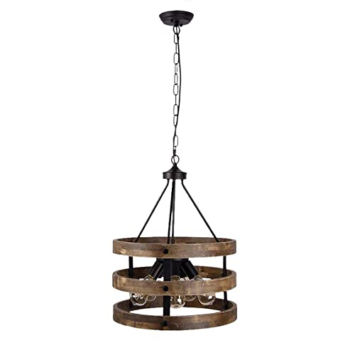 Lustre en bois massif rétro et plafonnier américain rural pour salon