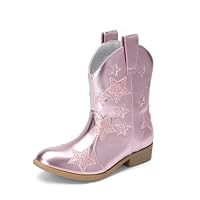 DREAM PAIRS Girls Cowgirl Boots Cowboy Western Mid Calf Star Boots for Kids