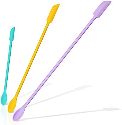 aupawdy 3 Pezzi Mini spatola silicone spatola piccola in silicone Mini Barattolo Raschietto Miscelare in Silicone Utensili per vasetti da Cucina Multicolor