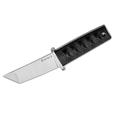 Image of Cold Steel Kyoto 3.25 inch Durable Compact 8Cr13MoV Stainless Steel Fixed Blade Tanto Outdoor Hunting Utility Knife, 3 3 /8 inch Textured Kray-Ex Handle, Sheath Included