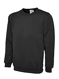  Pull classique uni à col ras du cou, Noir , 4XL