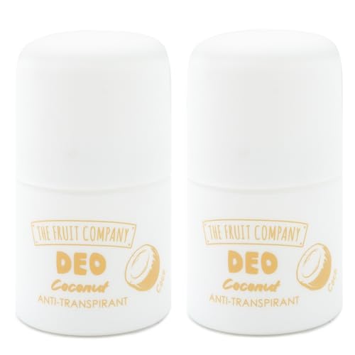 The Fruit Company Pack 2 Desodorantes COCO Roll On Antitranspirantes 50 ml | Con Alantoína Calmante | Aroma Tropical y Fresco | Protección Eficaz contra Sudor y Mal Olor | Formato Práctico