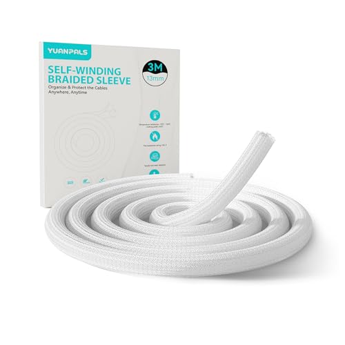 Yuanpals Funda Organizadora De Cables, 13 Mm - 3 M, Tubo De Gestión De Cables Para Pc Tv, Organizador De Cables Automático Para El Hogar, Oficina Blanco