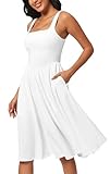 Flowy Midi Dress -Crafted for elegance, this sundresses for women features a stretchy 85% nylon/15% spandex bodice or built-In shorts and a breezy 80% polyester/12% spandex skirt for effortless movement. The V-shaped waistline accentuates curves, whi...