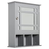 kleankin Bathroom Cabinet Wall Mount with Mirror Door 3 Shelf Organizer for Bathroom, Kitchen,...