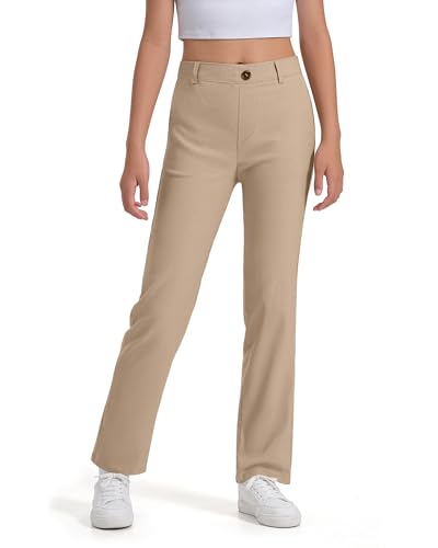 Image of Girls Uniform Pants Kids Dress Pants High Stretchy with Pockets