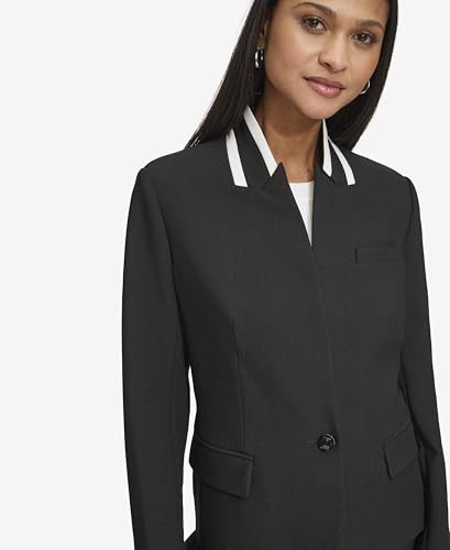 KARL LAGERFELD Women's Business Casual Contrast Collar Suit Blazer2