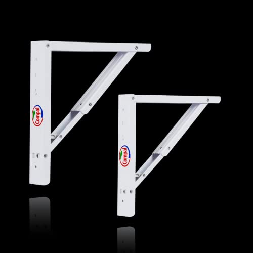 Image of Compal Folding Shelf Brackets Foldable Brackets for DIY Folding Shelves or Tables, Shelf Brackets Collapsible, Bracket, Wall Brackets, Wall Angle Bracket, Folding Table Bracket (16 Inch Bracket)