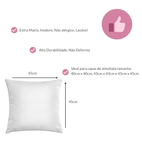 Kit 4 Refil De Almofada Fibra Siliconada 45x45 - Kiara