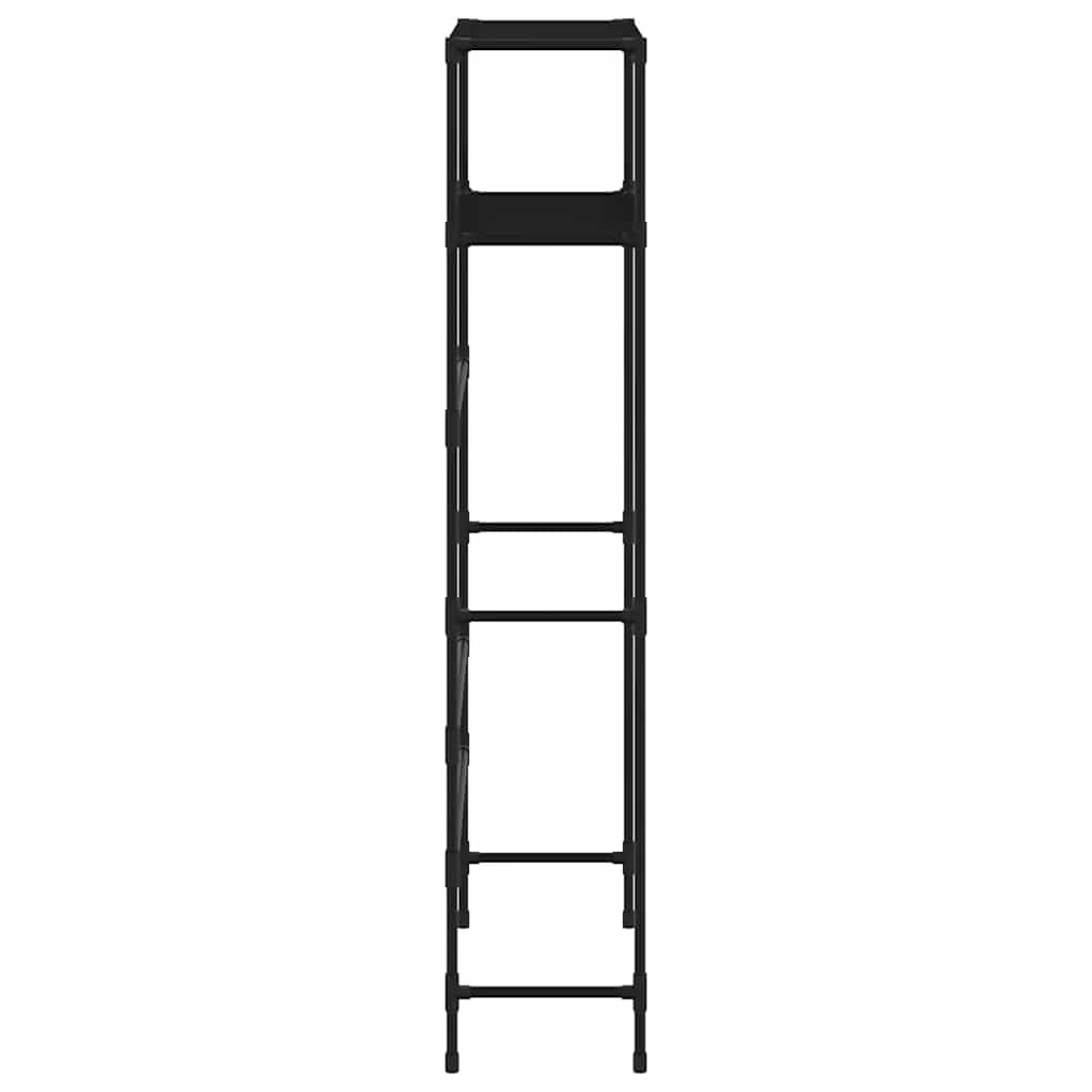 Waschmaschinenregal Schwarz 69x28x143 cm Eisen mit 2 Ablagen für Bad und Waschküche platzsparend, robust, stabil, Wandmontage, vielseitig, rostfrei, selbstklebend, Zubehör