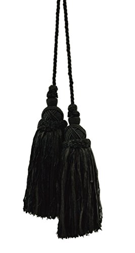 DÃ‰COPRO Lovely Black Double Tassel/Chair Tie / 8 inch Tassel, 20 inch Spread (Embrace), Color: K9 86