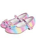 Rainbow Toddler Girls Dress Shoes Pumps for Prom, Party, Wedding, Flower Low Heel Mary Jane Flats Footwear