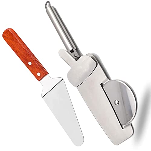 Image of P-Plus International Pizza Cutter and Serving Turner - Spatula Tool Set of 2