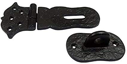 Image of Adonai Hardware inchParan inch Heavy Duty Antique Cast Iron Safety Locking Hasp and Staple(6 inch x 4 Pack, Matte Black) for Vintage Pirates Treasure Chest, Trunks, Wooden Jewelry Box, Cases, Furniture and Sheds