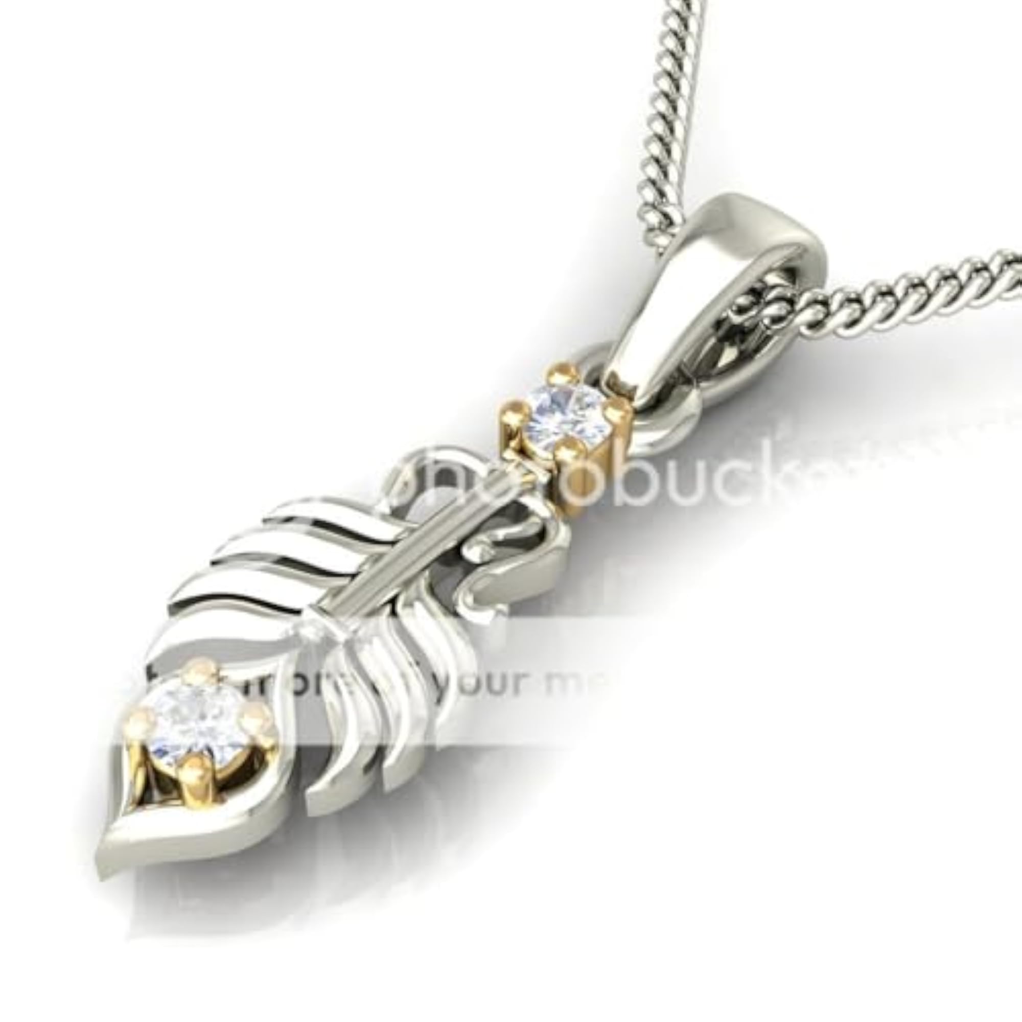 Women's 9KT White Gold Pendant, Elegant Design