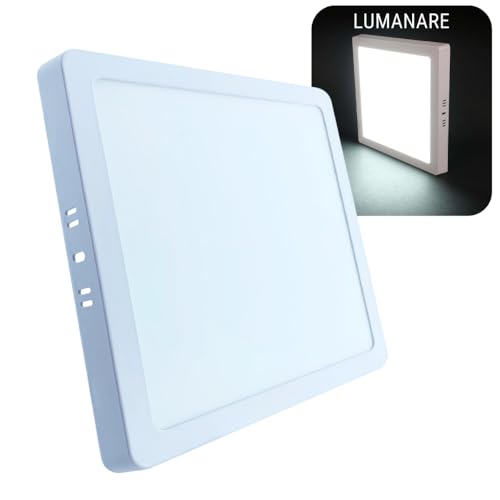 Painel Plafon LED de Sobrepor 18W Quadrado 20x20cm Slim 6500K Estrutura Resistente - Luz Branca Fria Premium