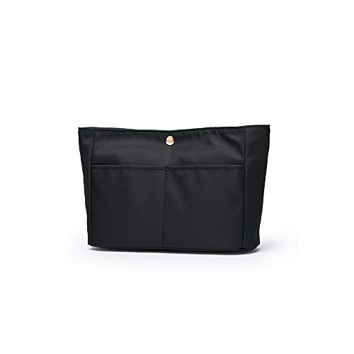 Yonben】Storage Bag Lightweight Large Capacity Eco-Friendly Cotton Canvas Bag Inner Bag Handbag Organizer (Black-Nylon, S) #TOP16