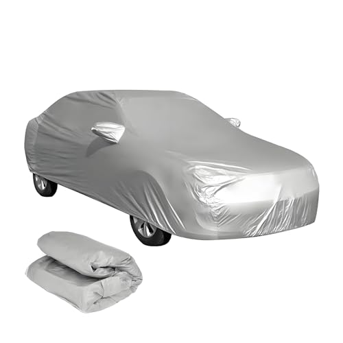 BREEZENEST Car Cover Outdoor All Weather Waterproof Protection Universal Auto Cover Fully Breathable UV Resistant Scratch Proof Dustproof Snowproof Windproof for Sedan Hatchback Medium Cars