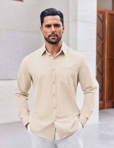 COOFANDY Mens Button Down Shirt Casual Untucked Shirts Long Sleeve Dress Shirt with Pocket2