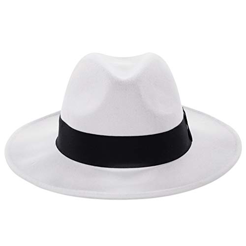 Image of FORBUSITE Wool Felt Wide Brim Fedora Hats for Women Men