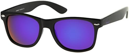 zeroUV - Retro 80's Classic Colored Mirror Lens Square Horn Rimmed Sunglasses for Men Women (Matte/Purple)
