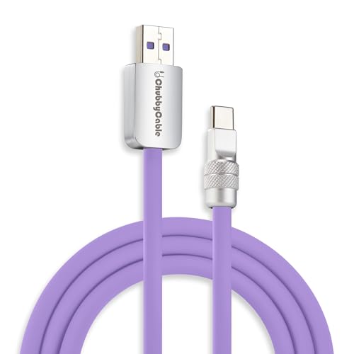 Image of chubbycable Chubby 2.0 Fast Charging Cable Durable Soft Silicone USB C Cable 120W Extra Thick Phone Charger Cord Data Transfer Cord, Light Purple, USB-A to Type-C, 16.4 FT