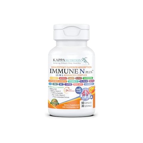 (60 Capsules), NAC 600mg, Quercetin 1,000mg, Vitamin C 500mg, Zinc 50mg, Vitamin D3 5,000iu, Selenium, Copper, Acerola, Ginger, Rutin, Citrus Bioflavonoids, Rose Hips, Echinacea, Immune N Plus 15 in 1 Cover