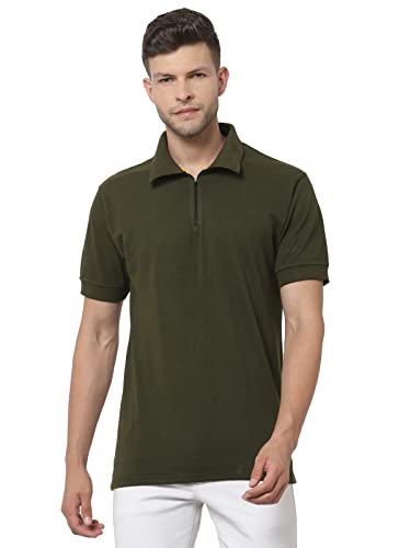 Image of UZARUS Men's Solid Cotton Regular Fit Polo T-Shirt